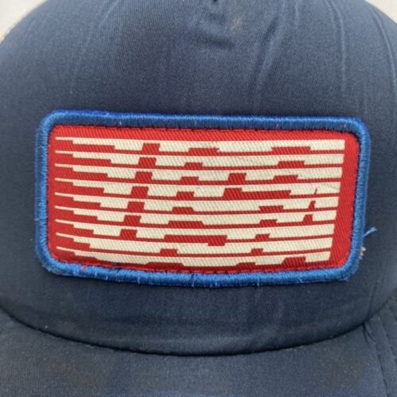 USA Patch Snapback Trucker Hat Adjustable Blue & Red Stripe On Back of Hat VTG - Picture 8 of 8